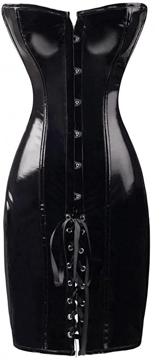 Alivila.Y Fashion Womens Faux Leather Vintage Club Party Corset Dress Apparel & Accessories > Clothing > Dresses Alivila.Y Fashion Black Large 