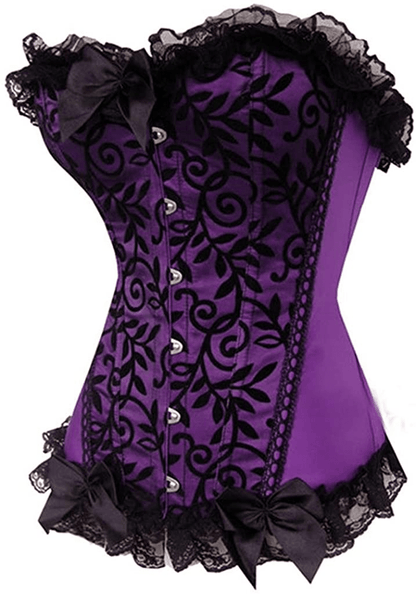 Alivila.Y Fashion Womens Sexy Lace Brocade Corset Bustier Shapewear Apparel & Accessories > Clothing > Underwear & Socks > Lingerie Alivila.Y Fashion Purple X-Large 