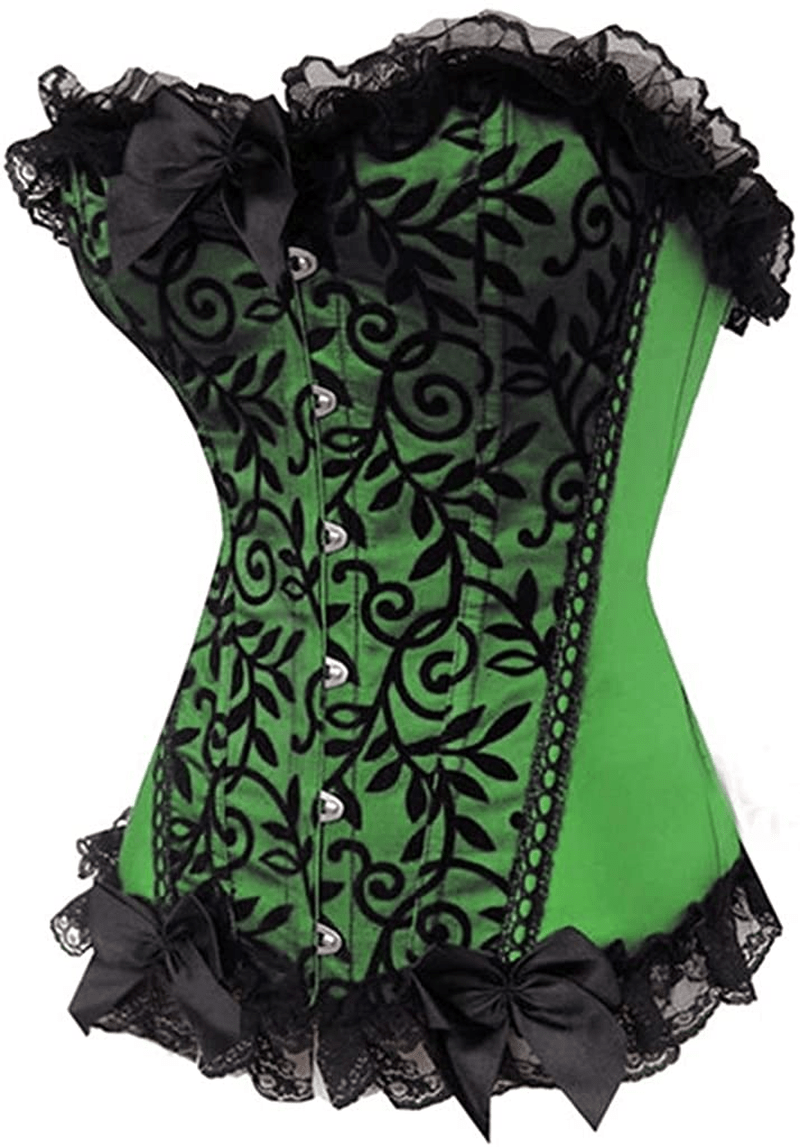 Alivila.Y Fashion Womens Sexy Lace Brocade Corset Bustier Shapewear Apparel & Accessories > Clothing > Underwear & Socks > Lingerie Alivila.Y Fashion Green XX-Large 