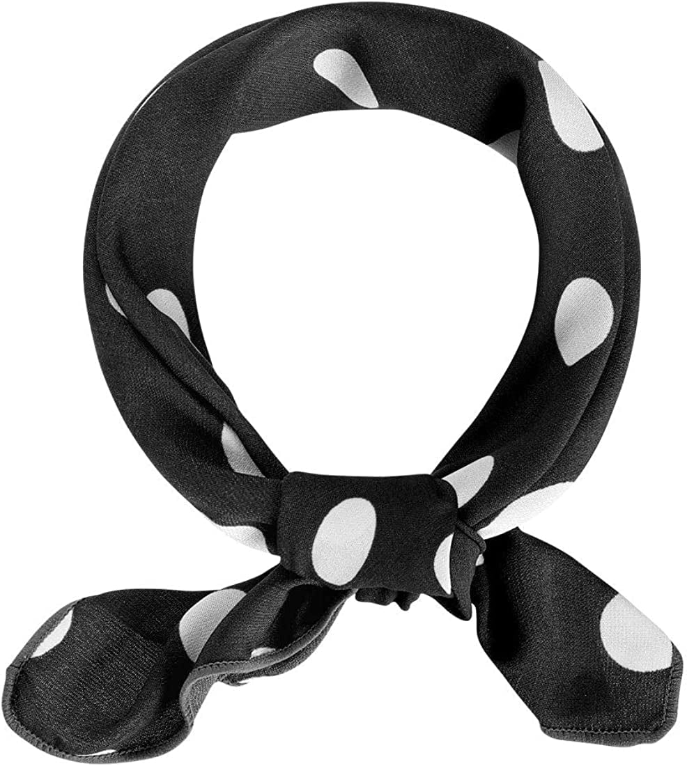 Allegra K 50Cm 1950S Vintage Retro Polka Dots Square Scarf Head Neck Scarves Kerchief Neckerchief Apparel & Accessories > Clothing Accessories > Bandanas & Headties Allegra K Black With Buckle Medium 