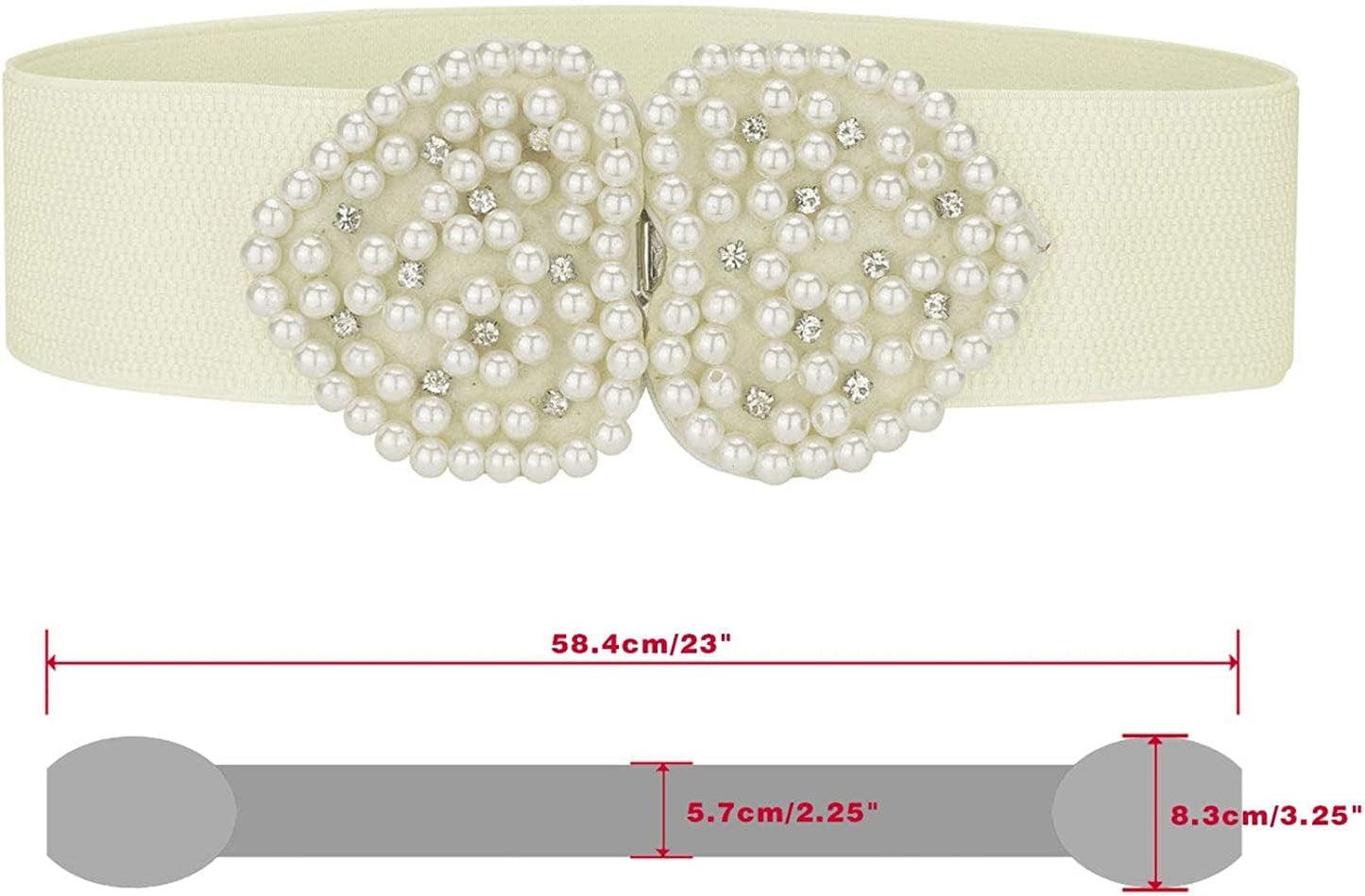 Allegra K Heart Shape Design Faux Pearl Rhinestone Decor Waist Belts for Women Apparel & Accessories > Clothing Accessories > Belts Allegra K   
