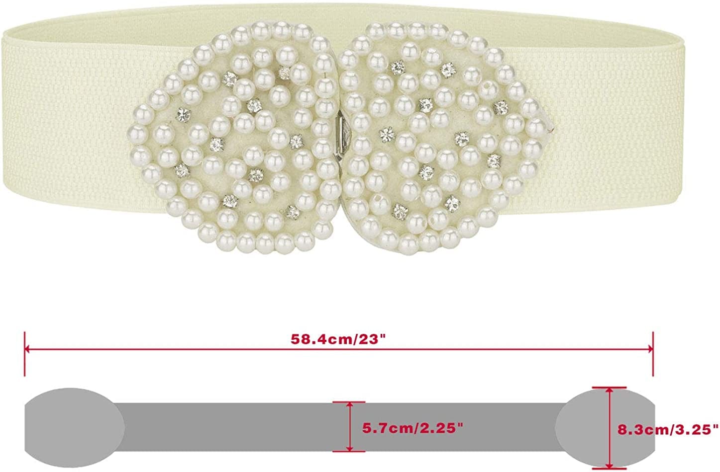 Allegra K Heart Shape Design Faux Pearl Rhinestone Decor Waist Belts for Women Apparel & Accessories > Clothing Accessories > Belts Allegra K   