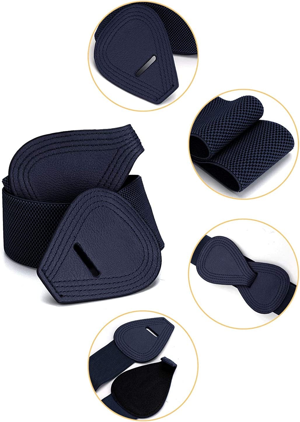 Allegra K Interlock Buckle 8-Shaped Faux Leather Elastic Belt Cinch Waistband for Lady Apparel & Accessories > Clothing Accessories > Belts Allegra K   
