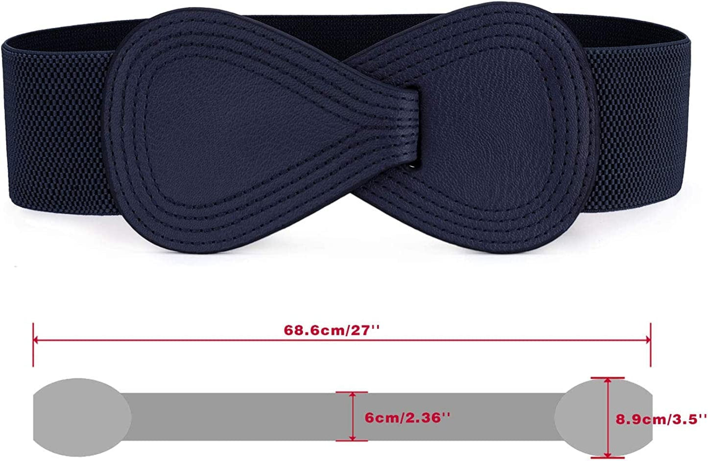 Allegra K Interlock Buckle 8-Shaped Faux Leather Elastic Belt Cinch Waistband for Lady Apparel & Accessories > Clothing Accessories > Belts Allegra K   