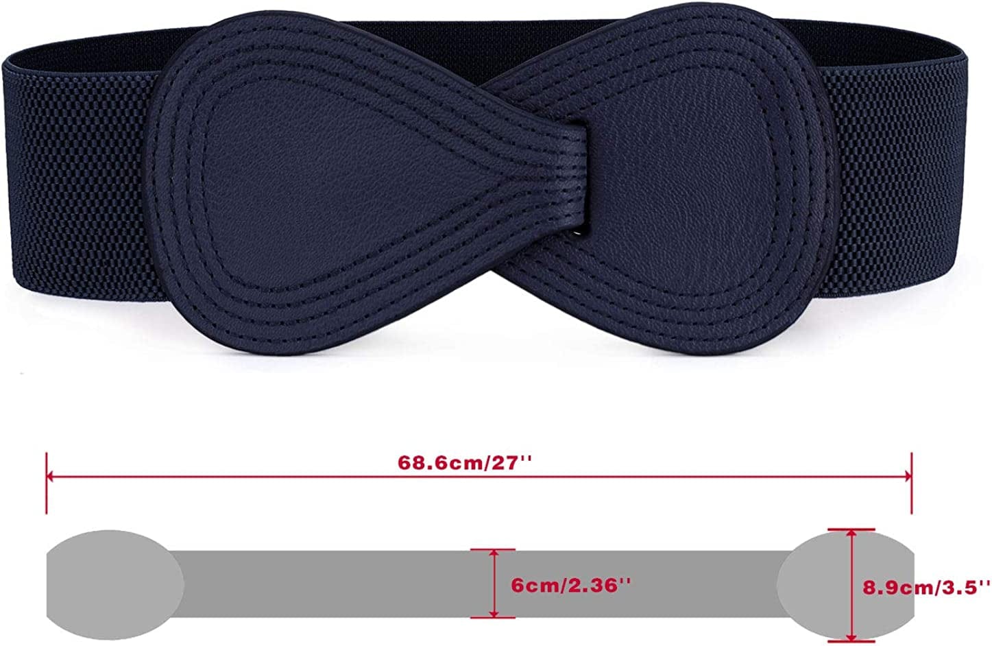 Allegra K Interlock Buckle 8-Shaped Faux Leather Elastic Belt Cinch Waistband for Lady Apparel & Accessories > Clothing Accessories > Belts Allegra K   