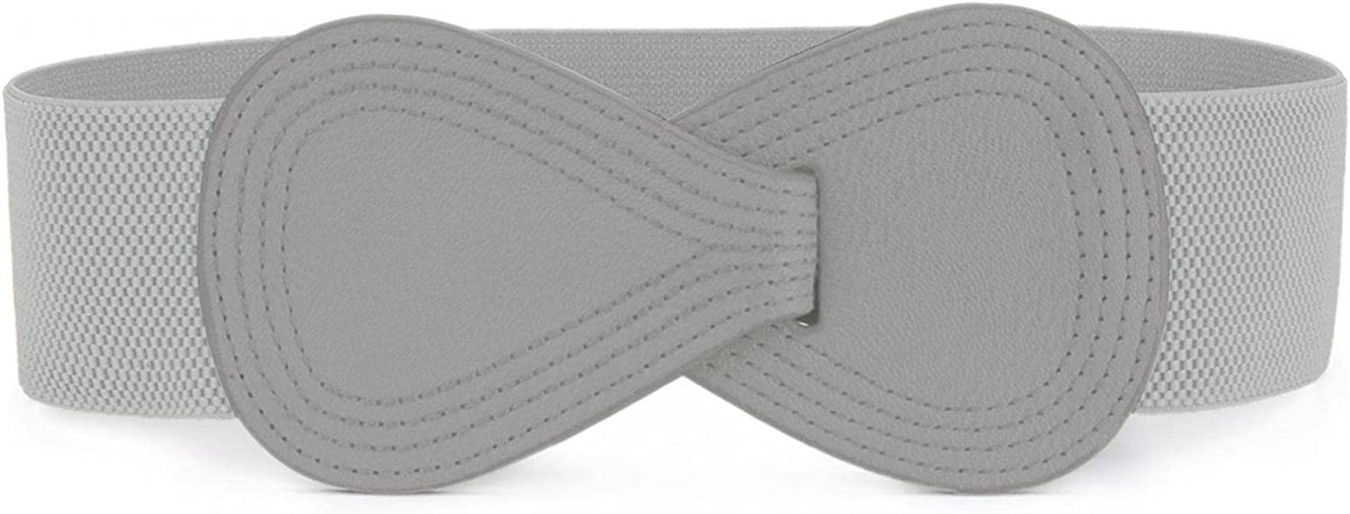 Allegra K Interlock Buckle 8-Shaped Faux Leather Elastic Belt Cinch Waistband for Lady Apparel & Accessories > Clothing Accessories > Belts Allegra K Gray Fit Waist Girth:25"/63.5cm-37"/94cm 