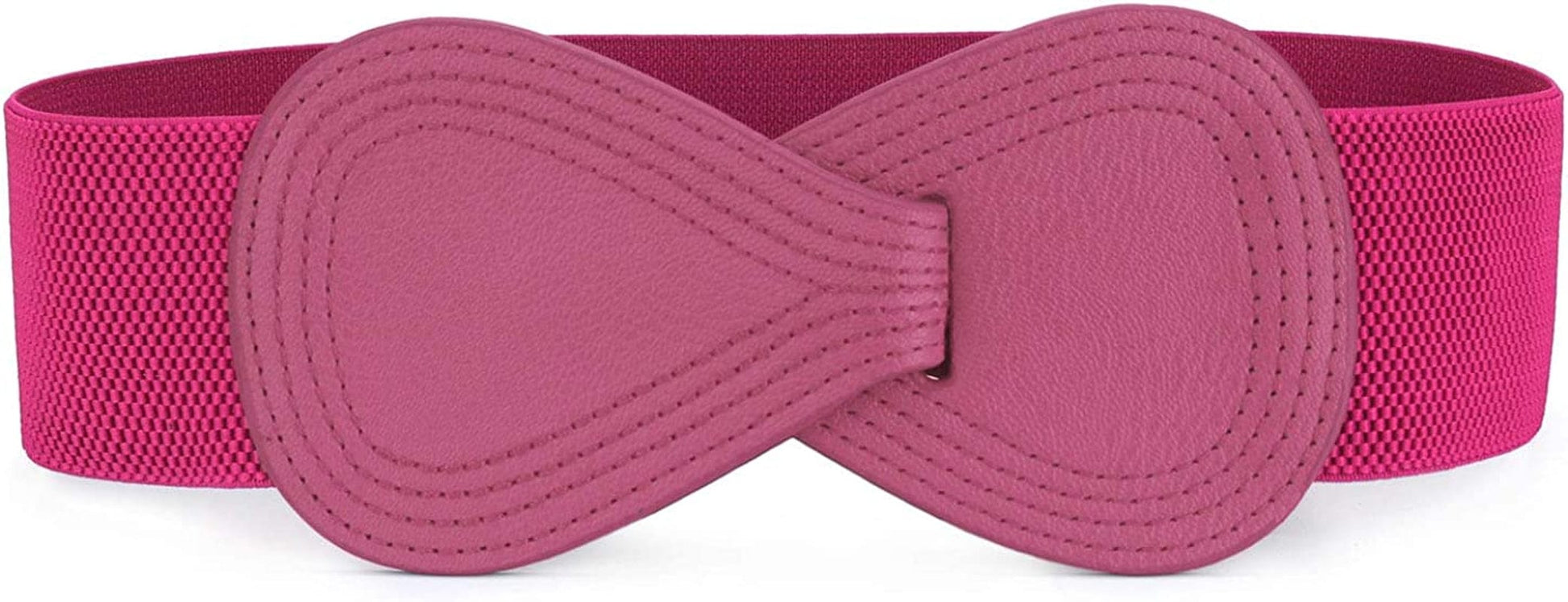 Allegra K Interlock Buckle 8-Shaped Faux Leather Elastic Belt Cinch Waistband for Lady Apparel & Accessories > Clothing Accessories > Belts Allegra K Pink Fit Waist Girth:25"/63.5cm-37"/94cm 