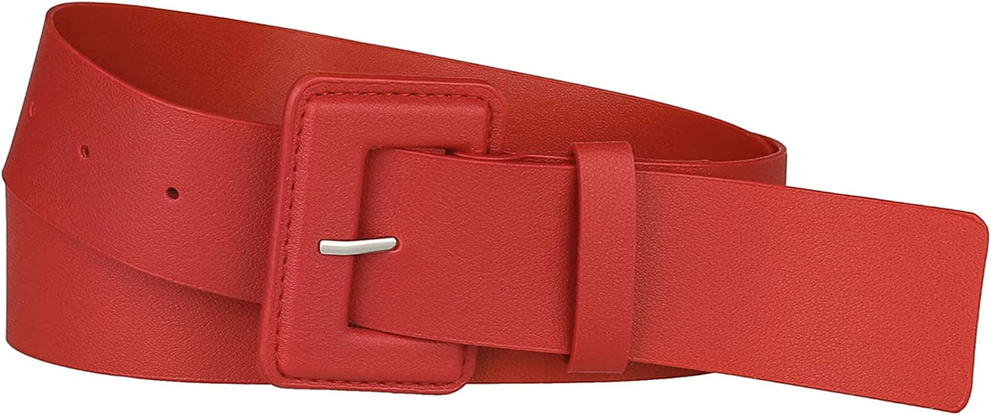 Allegra K Ladies Waist Belts for Dress Belts Adjustable Rectangle Buckle Apparel & Accessories > Clothing Accessories > Belts Allegra K Red 71-87cm/27.95-34.25" 