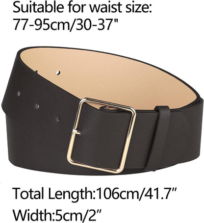 Allegra K PU Leather Belts for Women Metal Pin Buckle 2 Inches Wide Belt for Dress Pants Apparel & Accessories > Clothing Accessories > Belts Allegra K   