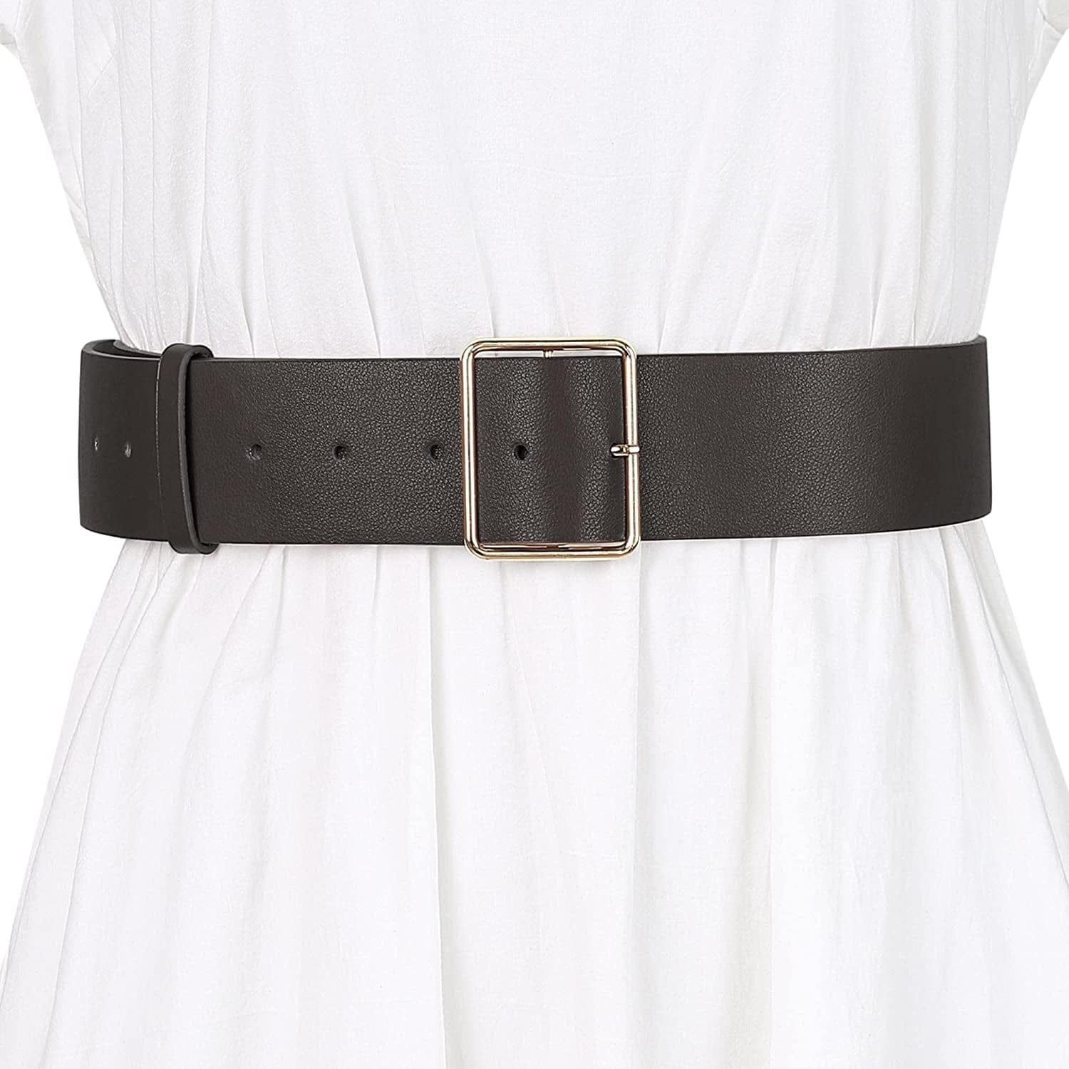 Allegra K PU Leather Belts for Women Metal Pin Buckle 2 Inches Wide Belt for Dress Pants Apparel & Accessories > Clothing Accessories > Belts Allegra K   