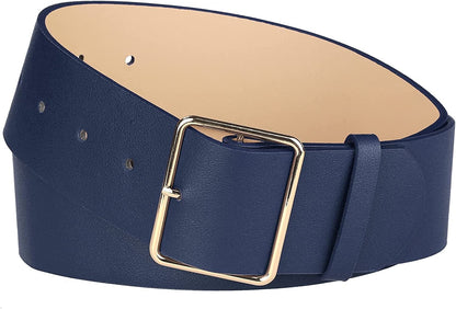 Allegra K PU Leather Belts for Women Metal Pin Buckle 2 Inches Wide Belt for Dress Pants Apparel & Accessories > Clothing Accessories > Belts Allegra K Nany Blue Fit waist 77-95cm/30-37" 