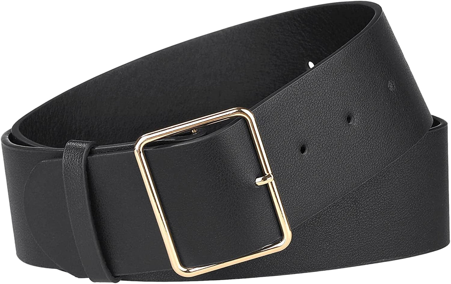 Allegra K PU Leather Belts for Women Metal Pin Buckle 2 Inches Wide Belt for Dress Pants Apparel & Accessories > Clothing Accessories > Belts Allegra K Black Fit waist 77-95cm/30-37" 