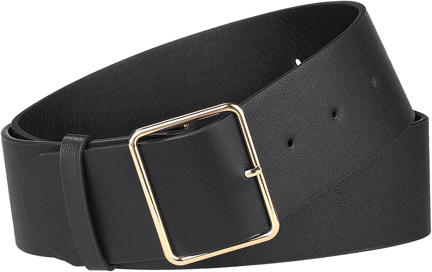 Allegra K PU Leather Belts for Women Metal Pin Buckle 2 Inches Wide Belt for Dress Pants Apparel & Accessories > Clothing Accessories > Belts Allegra K Black Fit waist 77-95cm/30-37" 