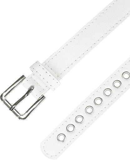 Allegra K Women Grommet Belt PU Leather Metal Buckle Skinny Waist Hollow Belts Apparel & Accessories > Clothing Accessories > Belts Allegra K   
