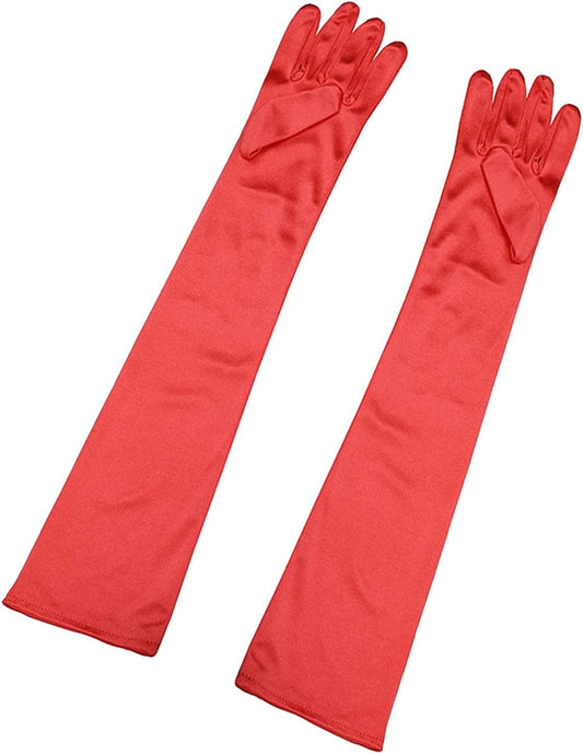 Allegra K Women'S Long Gloves 1920S Evening Party Full Finger Mittens Elegant Opera Glove Apparel & Accessories > Clothing Accessories > Gloves & Mittens Allegra K Glossy Red One Size 