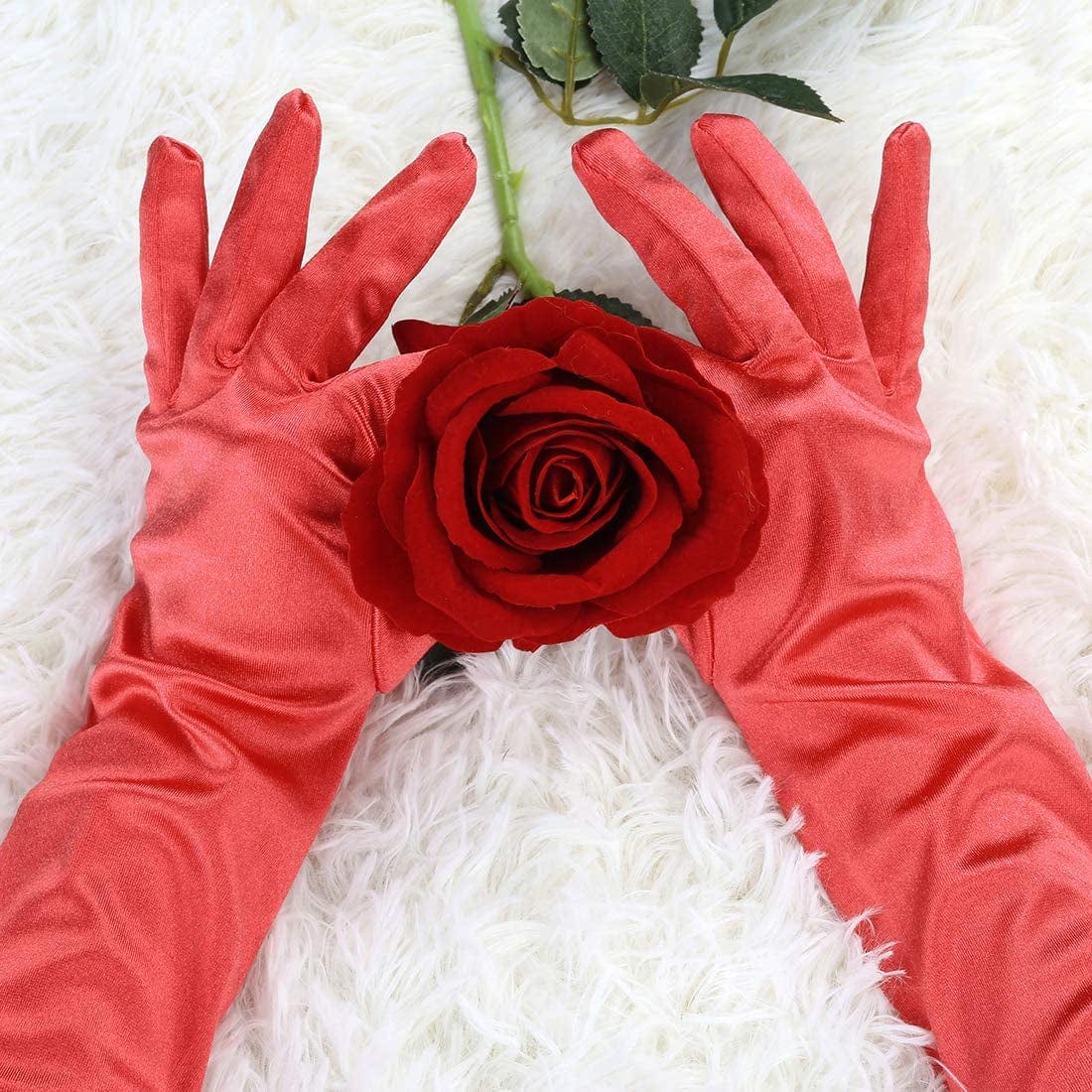 Allegra K Women'S Long Gloves 1920S Evening Party Full Finger Mittens Elegant Opera Glove Apparel & Accessories > Clothing Accessories > Gloves & Mittens Allegra K   