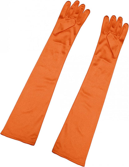 Allegra K Women'S Long Gloves 1920S Evening Party Full Finger Mittens Elegant Opera Glove Apparel & Accessories > Clothing Accessories > Gloves & Mittens Allegra K Shiny Orange One Size 