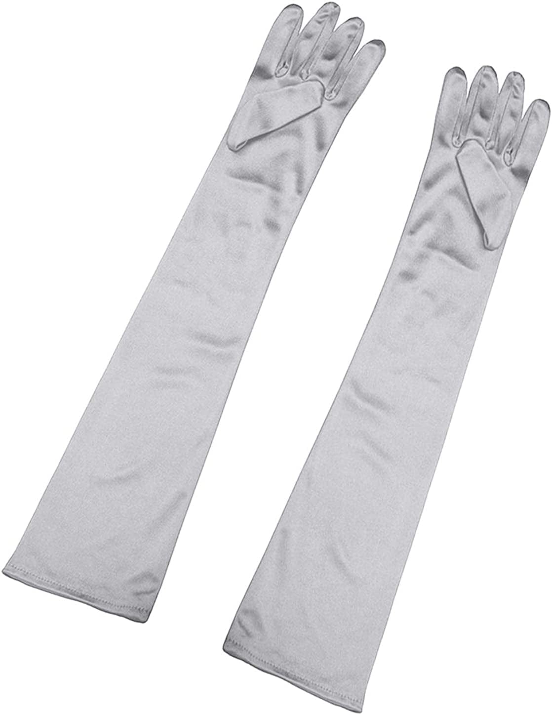 Allegra K Women'S Long Gloves 1920S Evening Party Full Finger Mittens Elegant Opera Glove Apparel & Accessories > Clothing Accessories > Gloves & Mittens Allegra K Silver One Size 
