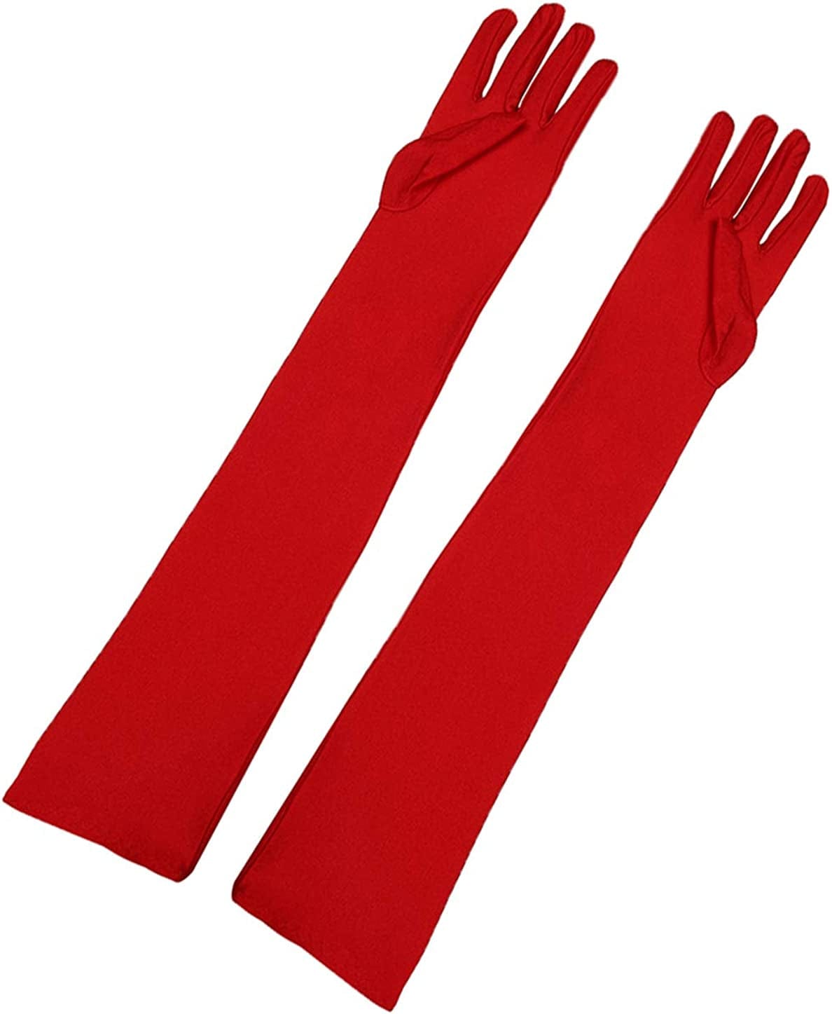 Allegra K Women'S Long Gloves 1920S Evening Party Full Finger Mittens Elegant Opera Glove Apparel & Accessories > Clothing Accessories > Gloves & Mittens Allegra K Red One Size 