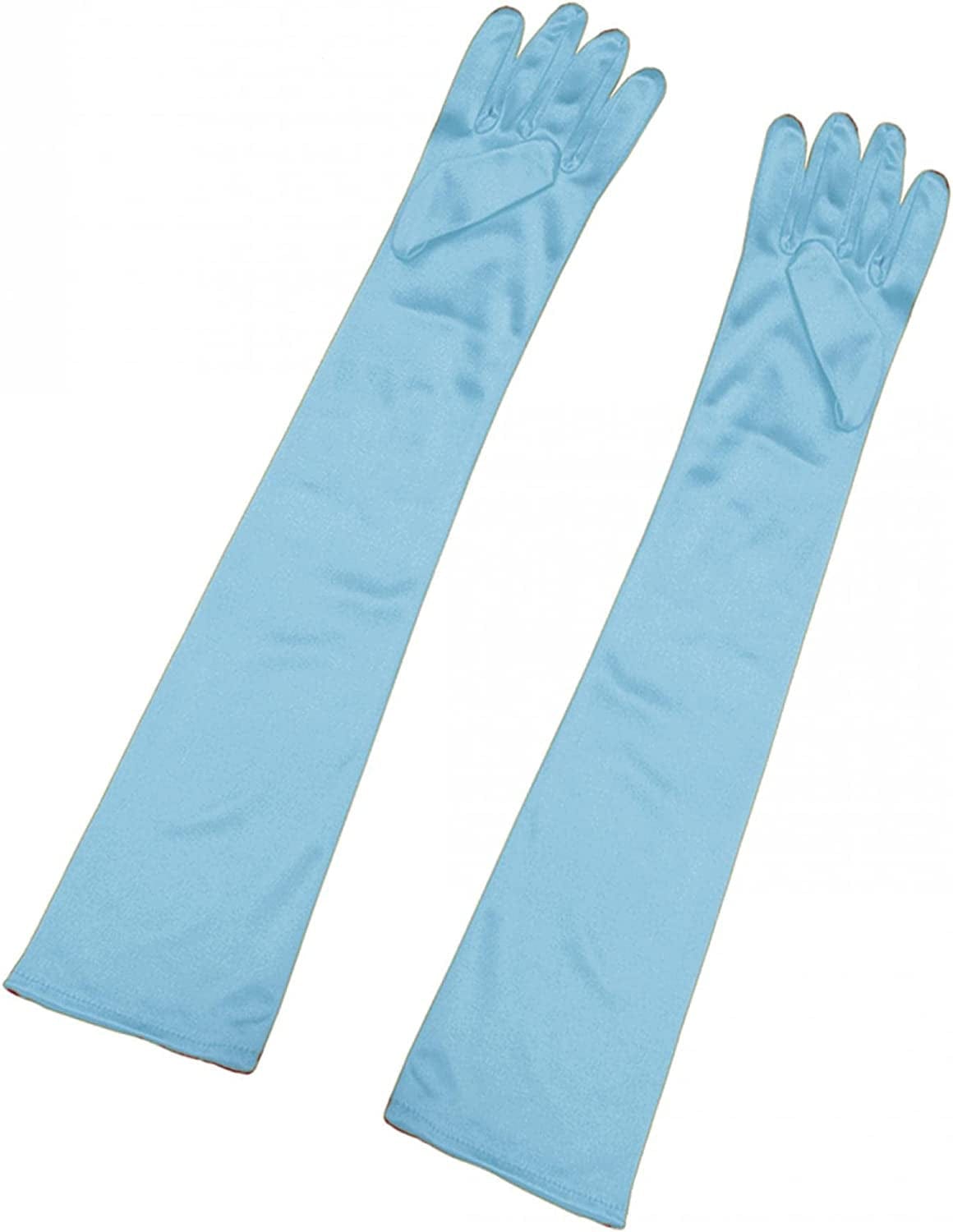 Allegra K Women'S Long Gloves 1920S Evening Party Full Finger Mittens Elegant Opera Glove Apparel & Accessories > Clothing Accessories > Gloves & Mittens Allegra K Shiny Light Blue One Size 