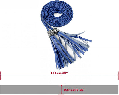 Allegra K Women'S Tassel Braided Belts Skinny Woven Waist Belts for Skirt Dress Apparel & Accessories > Clothing Accessories > Belts Allegra K   