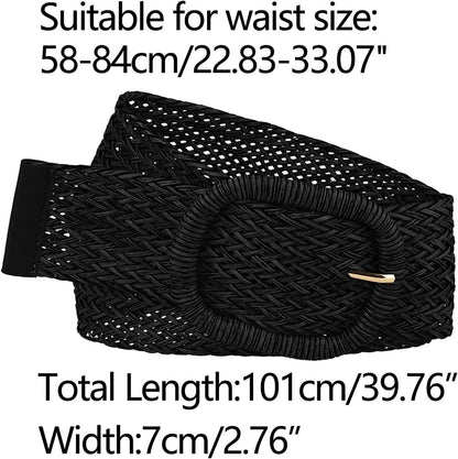 Allegra K Women Wide Waist Belts Braided Woven Belts for Dress Chunky Buckle Apparel & Accessories > Clothing Accessories > Belts Allegra K   