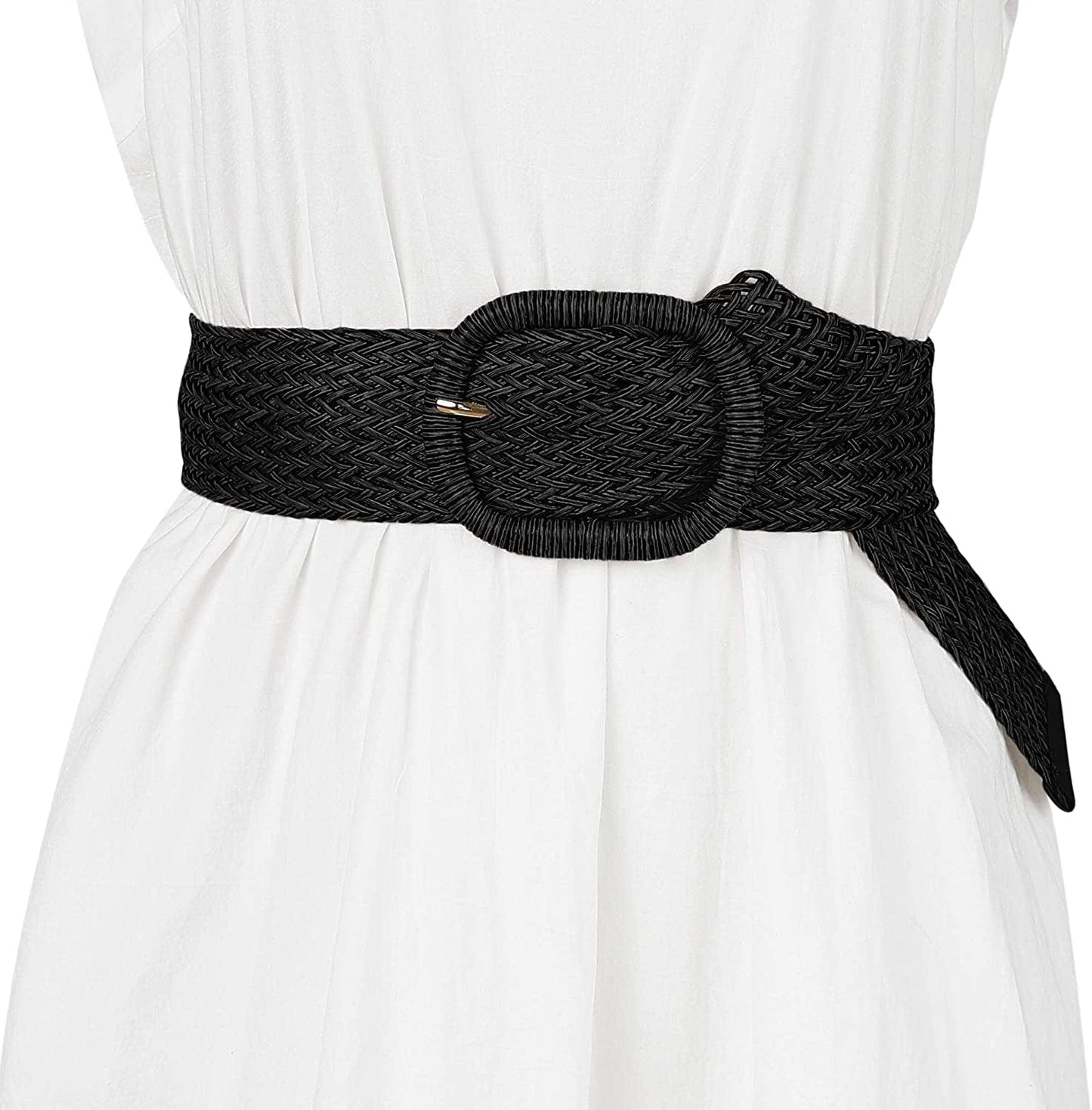 Allegra K Women Wide Waist Belts Braided Woven Belts for Dress Chunky Buckle Apparel & Accessories > Clothing Accessories > Belts Allegra K   