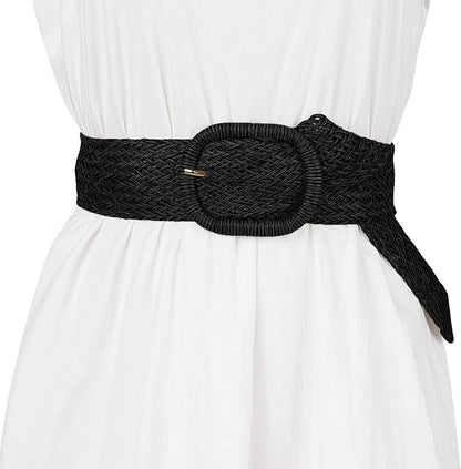 Allegra K Women Wide Waist Belts Braided Woven Belts for Dress Chunky Buckle Apparel & Accessories > Clothing Accessories > Belts Allegra K   