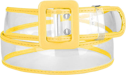 Allegra K Womens Clear Waist Belt plus Size Skinny Belts for Jeans Dresses Apparel & Accessories > Clothing Accessories > Belts Allegra K Yellow 60-85cm/23.62-33.46" 
