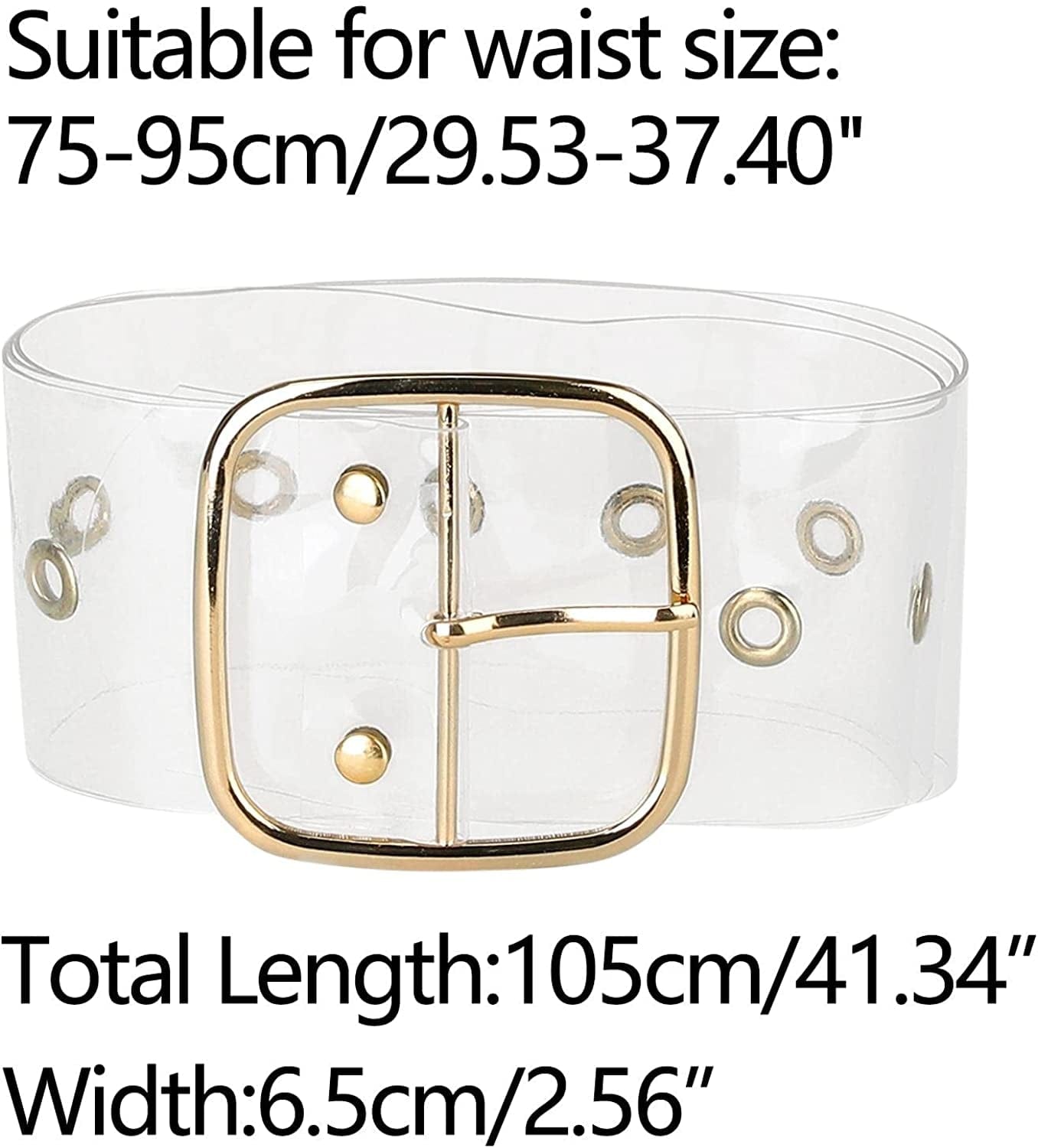 Allegra K Womens Grommet Clear Wide Waist Belts for Dresses Transparent Belts Pin Buckle Apparel & Accessories > Clothing Accessories > Belts Allegra K   