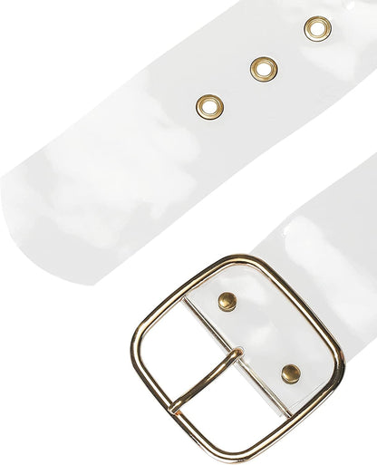 Allegra K Womens Grommet Clear Wide Waist Belts for Dresses Transparent Belts Pin Buckle Apparel & Accessories > Clothing Accessories > Belts Allegra K   