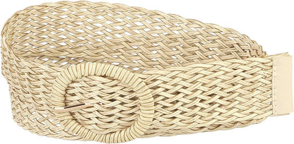 Allegra K Womens Skinny Waist Belts Braided Belts for Dress round Metal Buckle Adjustable Apparel & Accessories > Clothing Accessories > Belts Allegra K Beige 58-84cm/22.83-33.07" 