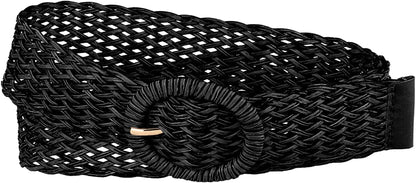 Allegra K Womens Skinny Waist Belts Braided Belts for Dress round Metal Buckle Adjustable Apparel & Accessories > Clothing Accessories > Belts Allegra K Black 58-84cm/22.83-33.07" 