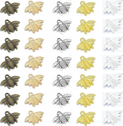 Alloy Enamel Bee Charms Rhinestone Jewelry Making Bee Pendant Charms, Honeycomb Charms Pendants for Jewelry Making Crafts DIY S3-60Pcs