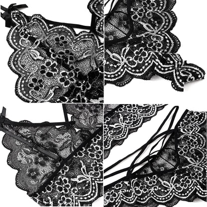 Allribelly Women Sexy Lingerie Set Lace Bra and Panty Sets Strappy 2 Piece Lingerie