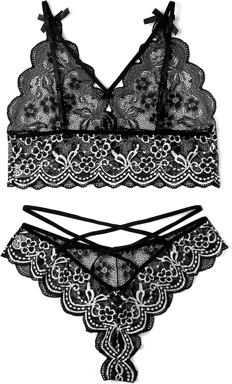 Allribelly Women Sexy Lingerie Set Lace Bra and Panty Sets Strappy 2 Piece Lingerie