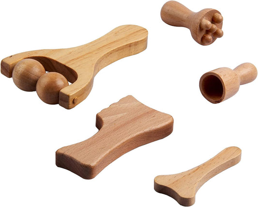 Allshow Wood Facial Therapy Kit, Wooden Face Massage Tool Set, Wooden Massage Cups, Lymphatic Drainage Tool, 5 PCS Maderoterapia Kit Health & Beauty > Personal Care > Cosmetics > Cosmetic Tools > Skin Care Tools Allshow   