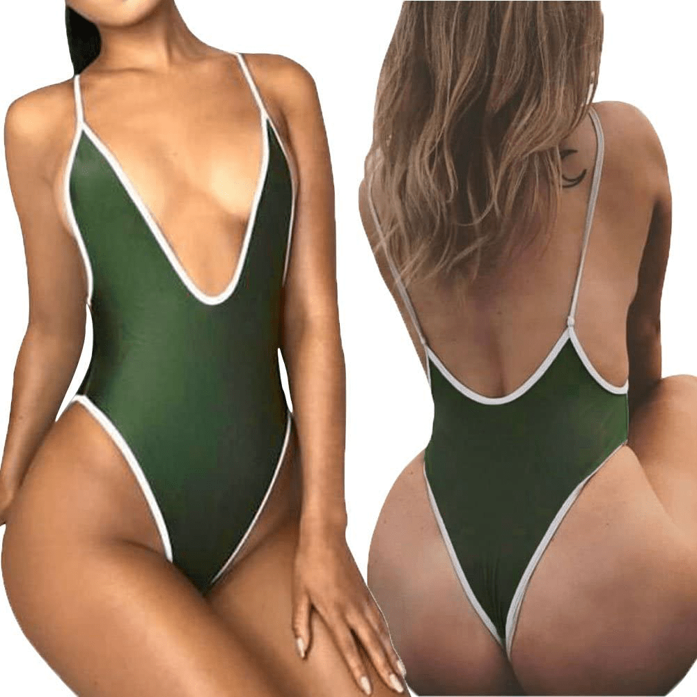 Allurelove Swimsuits for Women Sexy Monokini Deep V One Piece Bathing Suits Backless Cheeky Swimwear Semi Thong Bikini Apparel & Accessories > Clothing > Swimwear Kylie Max   
