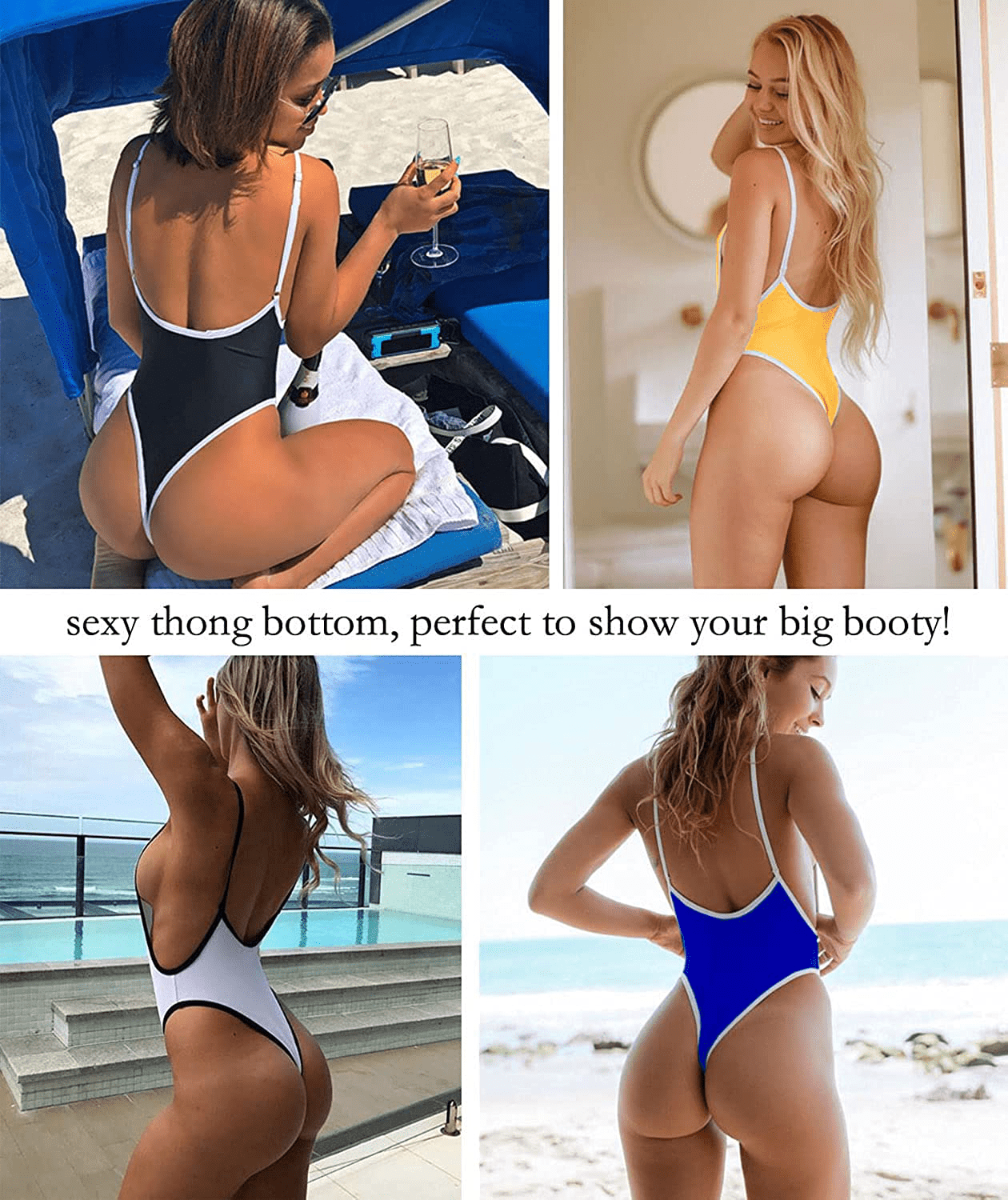 Allurelove Swimsuits for Women Sexy Monokini Deep V One Piece Bathing Suits Backless Cheeky Swimwear Semi Thong Bikini Apparel & Accessories > Clothing > Swimwear Kylie Max   