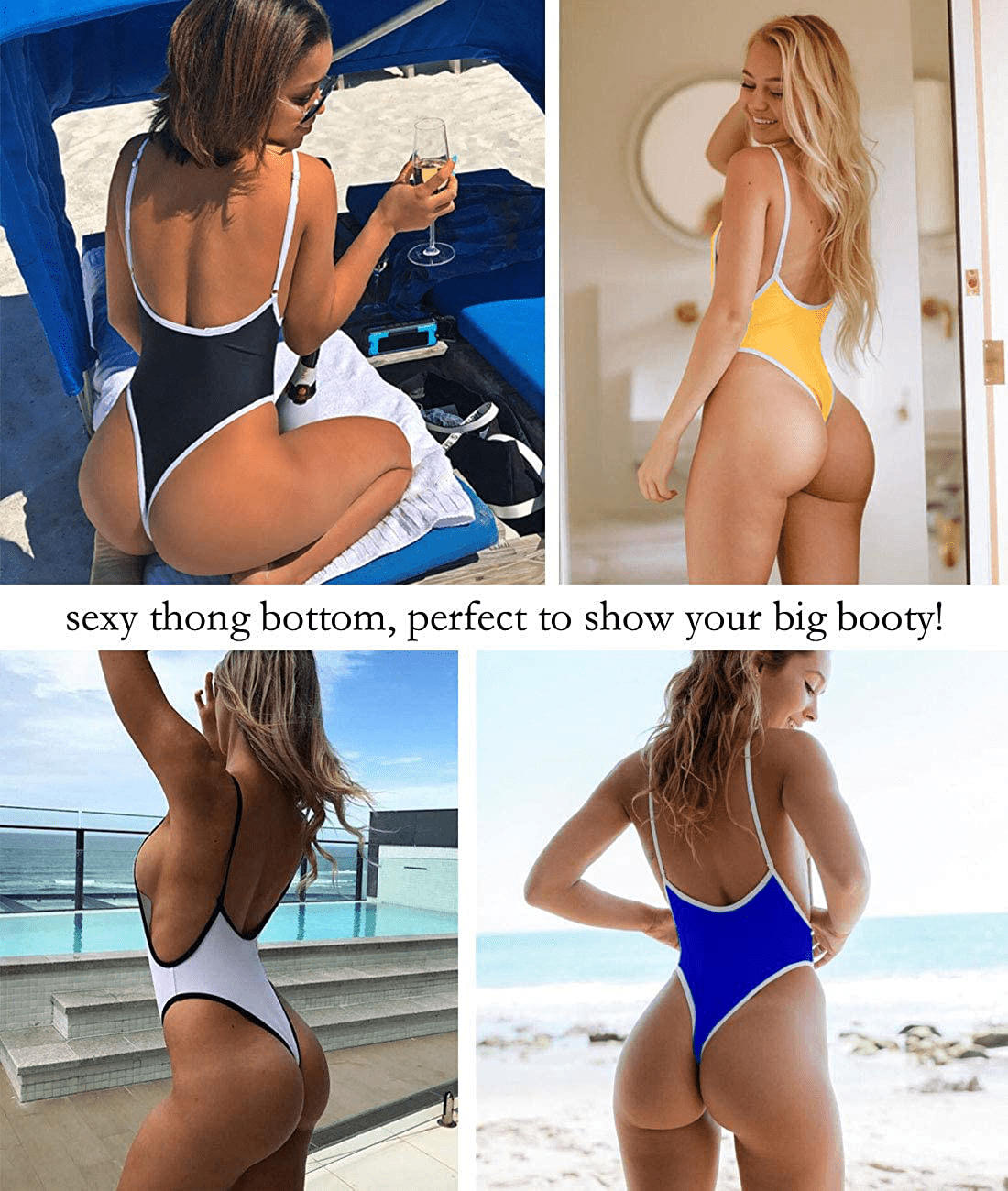 Allurelove Swimsuits for Women Sexy Monokini Deep V One Piece Bathing Suits Backless Cheeky Swimwear Semi Thong Bikini Apparel & Accessories > Clothing > Swimwear Kylie Max   