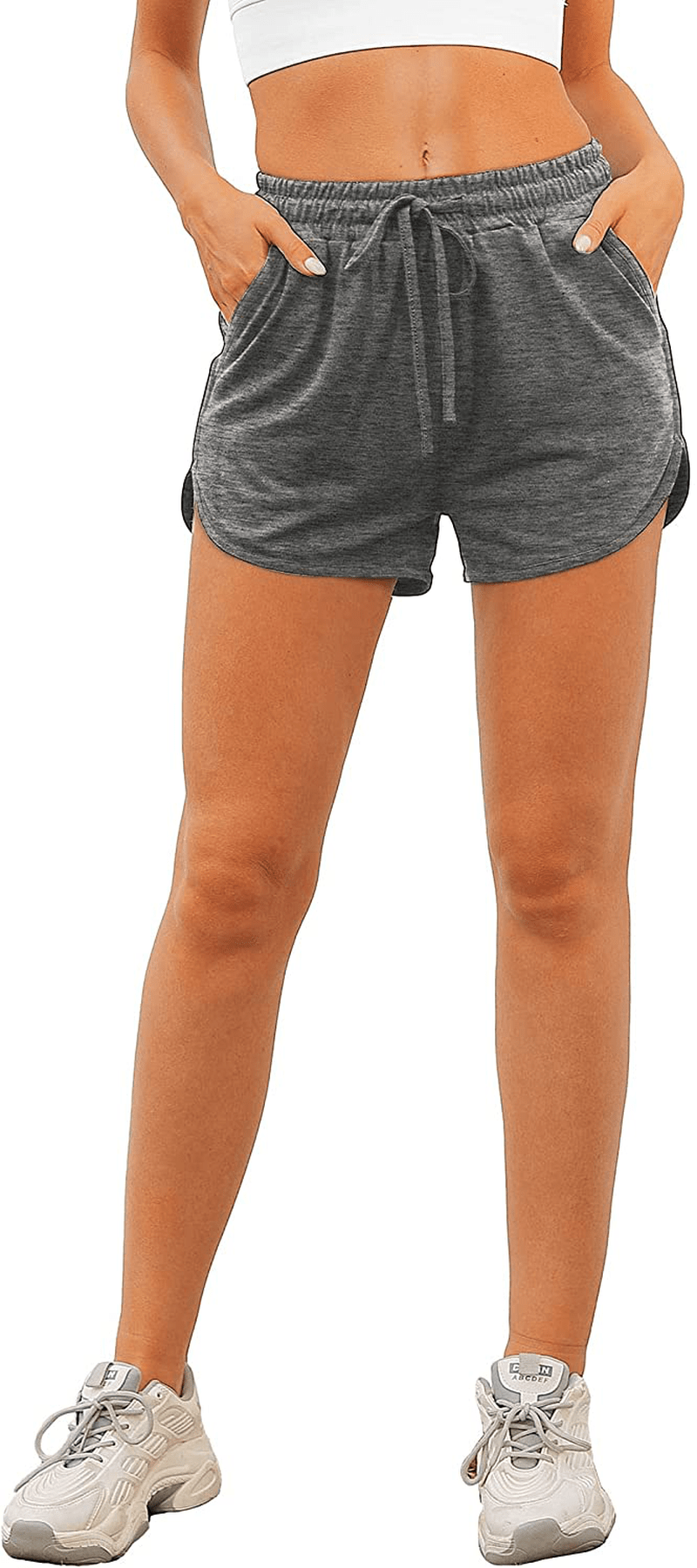 Aloodor Womens Athletic Shorts Running Dolphin Shorts with Pockets and Drawstring Apparel & Accessories > Clothing > Shorts Kylie Max   