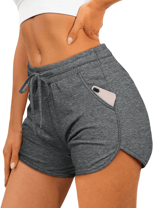 Aloodor Womens Athletic Shorts Running Dolphin Shorts with Pockets and Drawstring Apparel & Accessories > Clothing > Shorts Kylie Max   