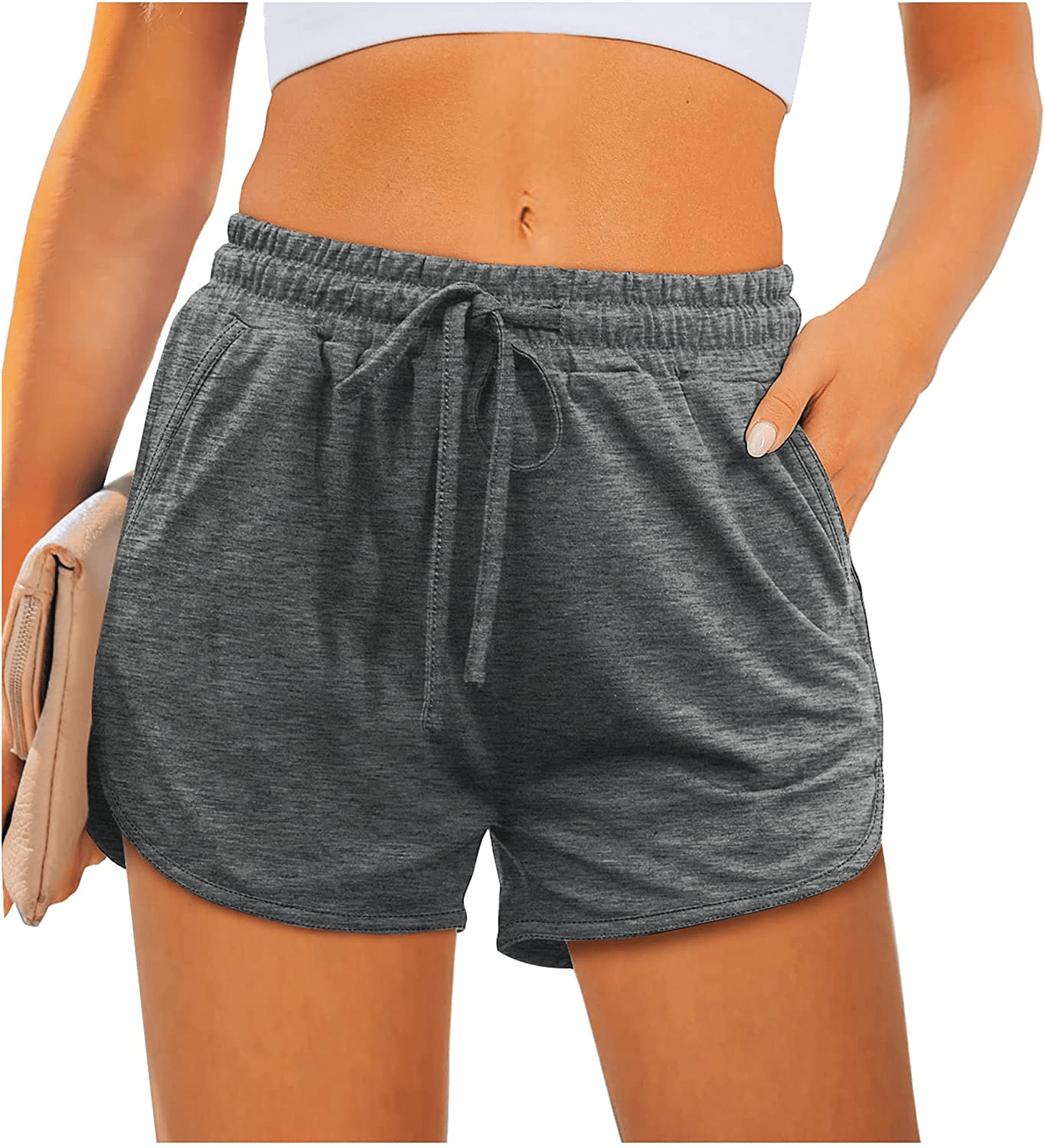 Aloodor Womens Athletic Shorts Running Dolphin Shorts with Pockets and Drawstring Apparel & Accessories > Clothing > Shorts Kylie Max   