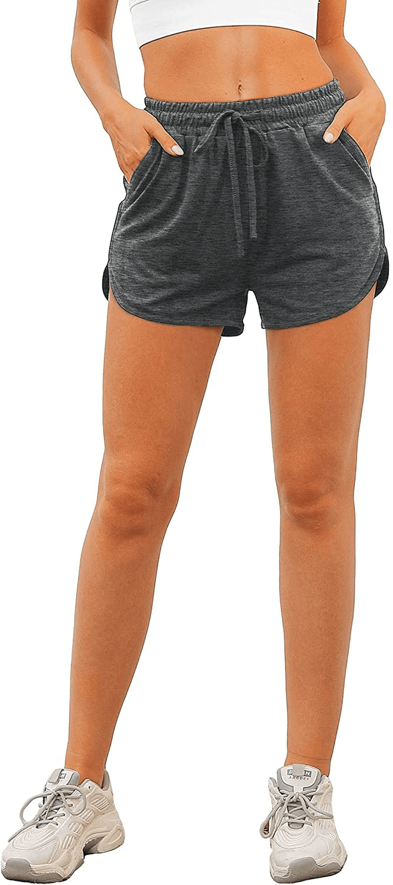Aloodor Womens Athletic Shorts Running Dolphin Shorts with Pockets and Drawstring Apparel & Accessories > Clothing > Shorts Kylie Max   