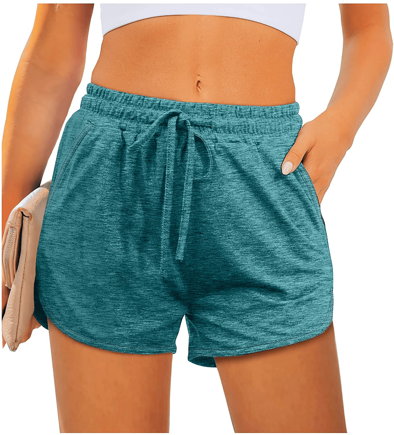 Aloodor Womens Athletic Shorts Running Dolphin Shorts with Pockets and Drawstring Apparel & Accessories > Clothing > Shorts Kylie Max   
