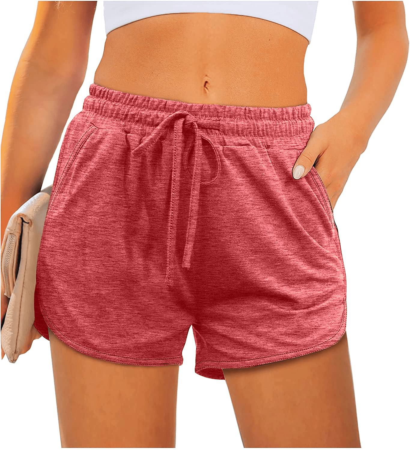 Aloodor Womens Athletic Shorts Running Dolphin Shorts with Pockets and Drawstring Apparel & Accessories > Clothing > Shorts Kylie Max   