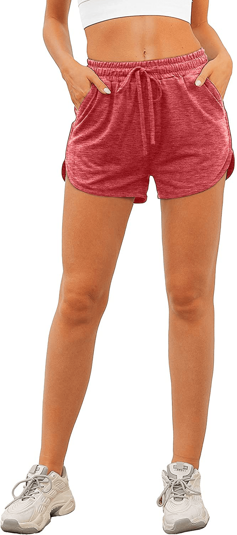 Aloodor Womens Athletic Shorts Running Dolphin Shorts with Pockets and Drawstring Apparel & Accessories > Clothing > Shorts Kylie Max   
