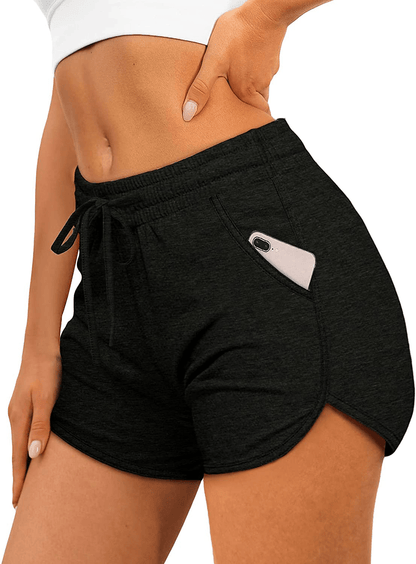 Aloodor Womens Athletic Shorts Running Dolphin Shorts with Pockets and Drawstring Apparel & Accessories > Clothing > Shorts Kylie Max   