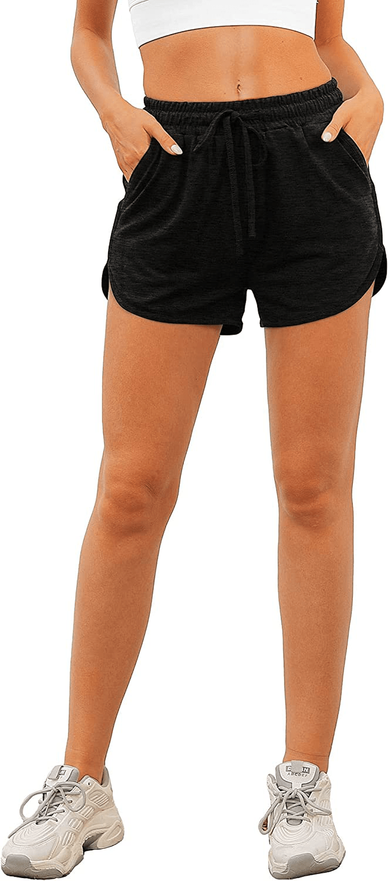 Aloodor Womens Athletic Shorts Running Dolphin Shorts with Pockets and Drawstring Apparel & Accessories > Clothing > Shorts Kylie Max   