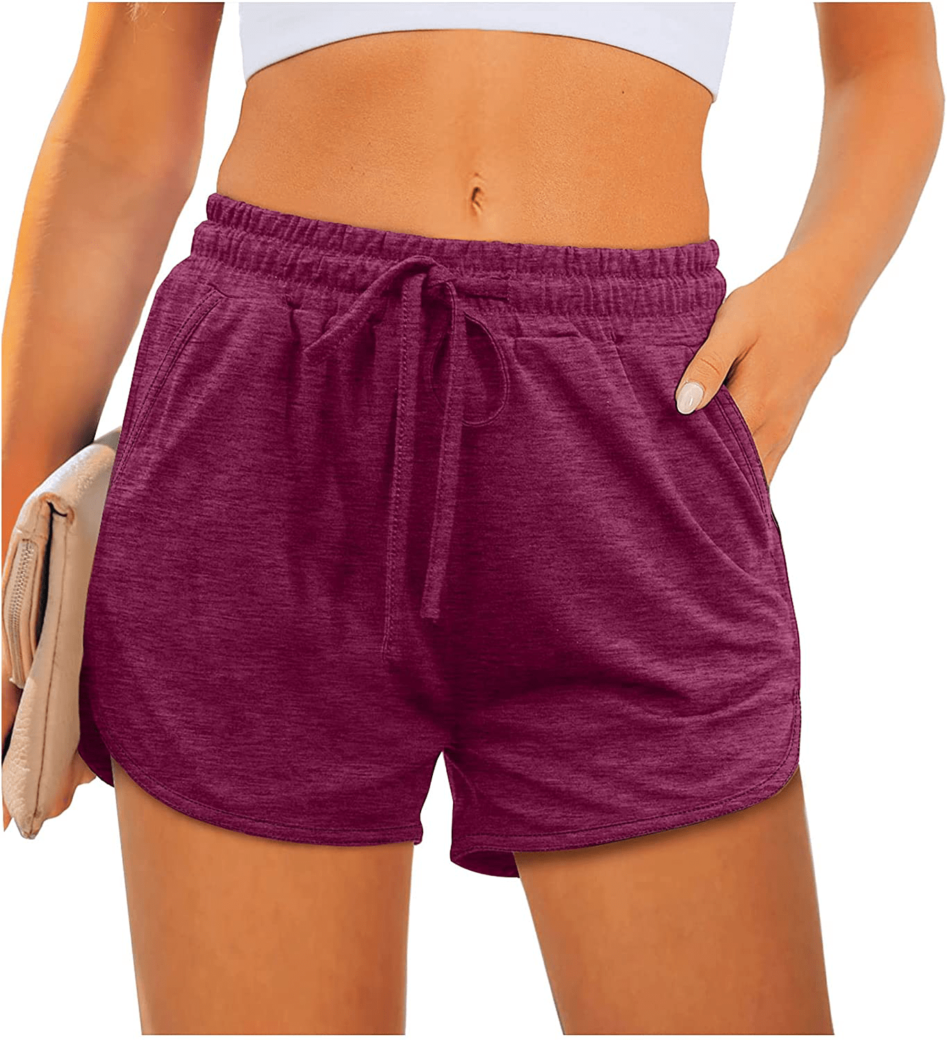 Aloodor Womens Athletic Shorts Running Dolphin Shorts with Pockets and Drawstring Apparel & Accessories > Clothing > Shorts Kylie Max   